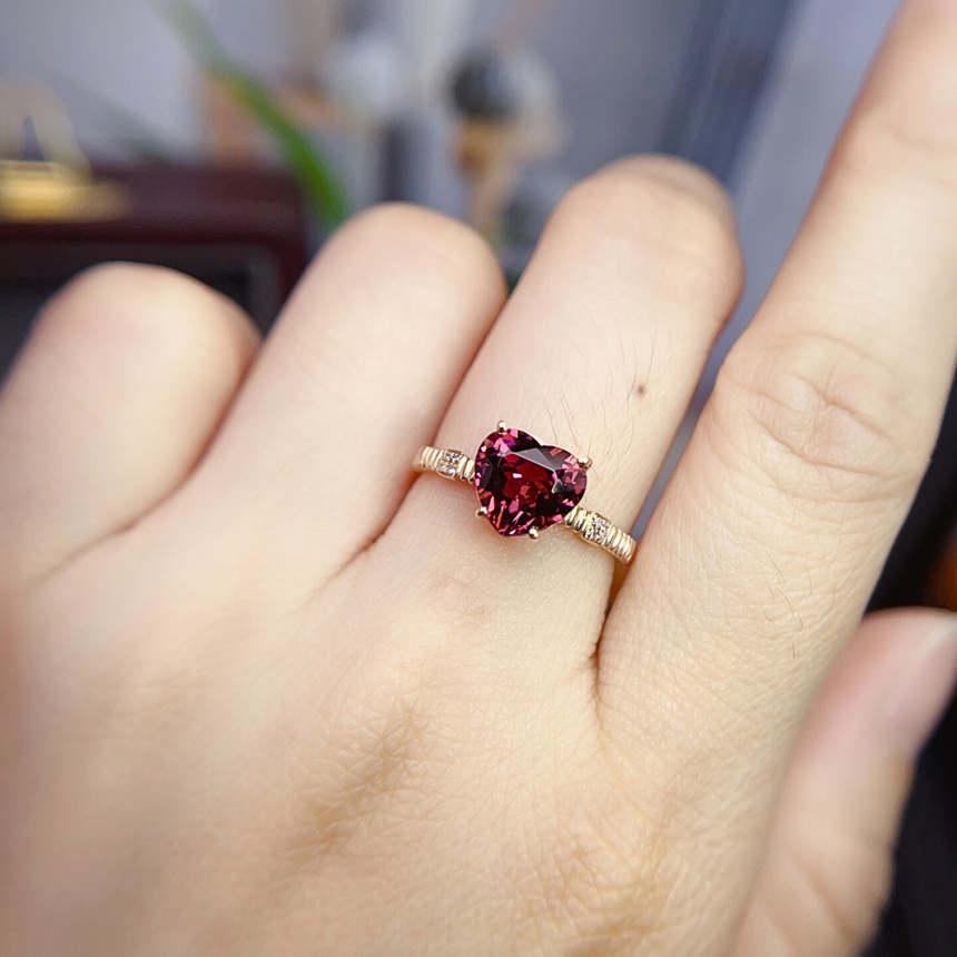 Romantic Heart Gemstone Ring with Diamond Accents