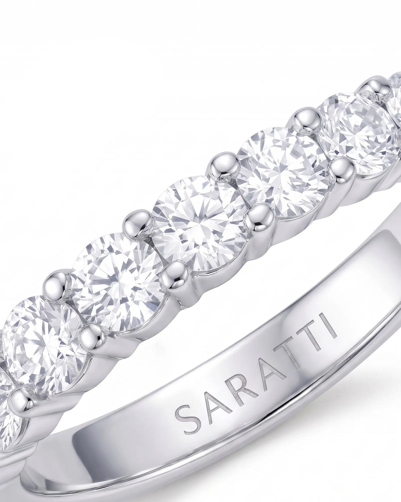 Round Diamond Half Eternity Band in White Gold