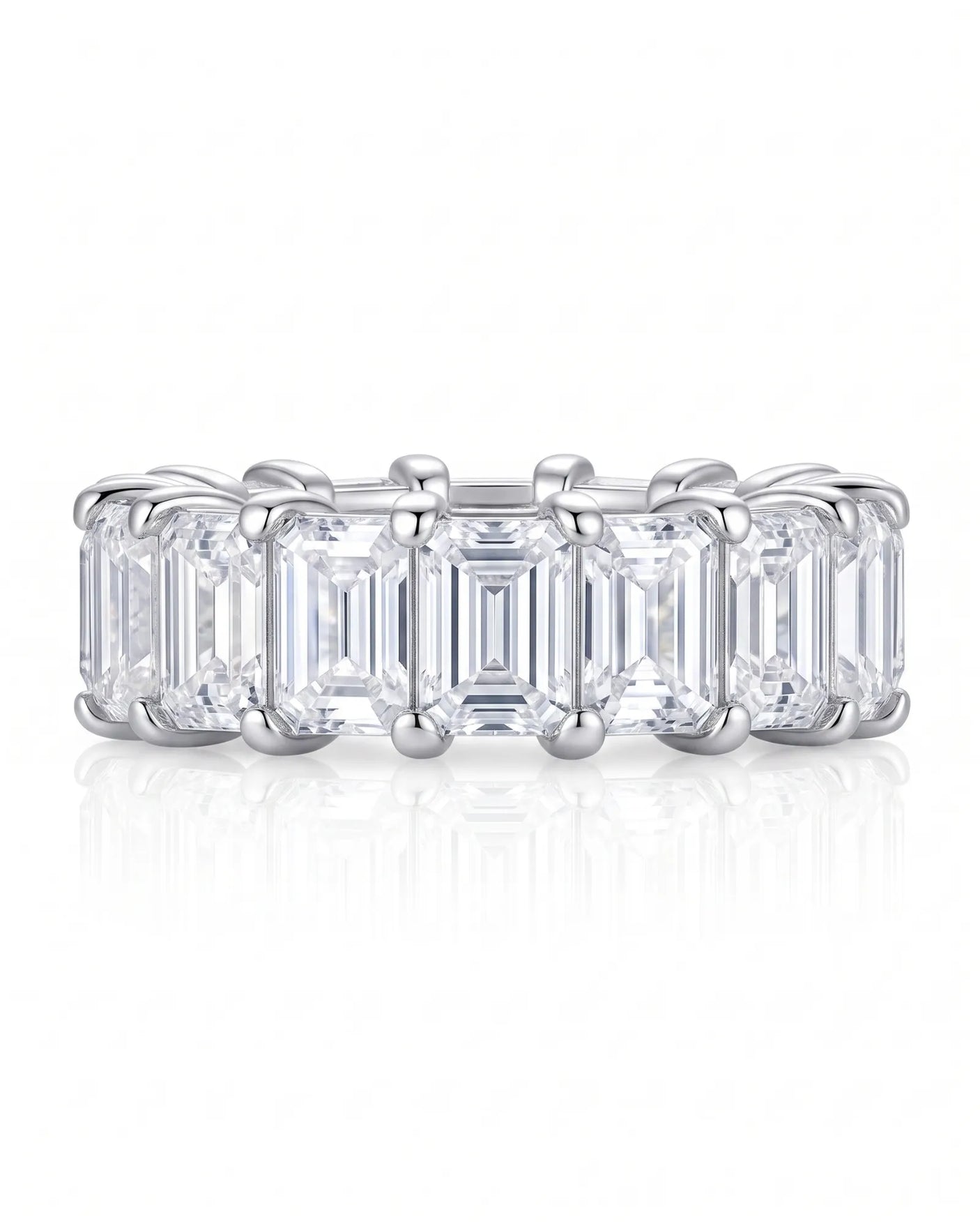 Emerald Cut Eternity Band in White Gold