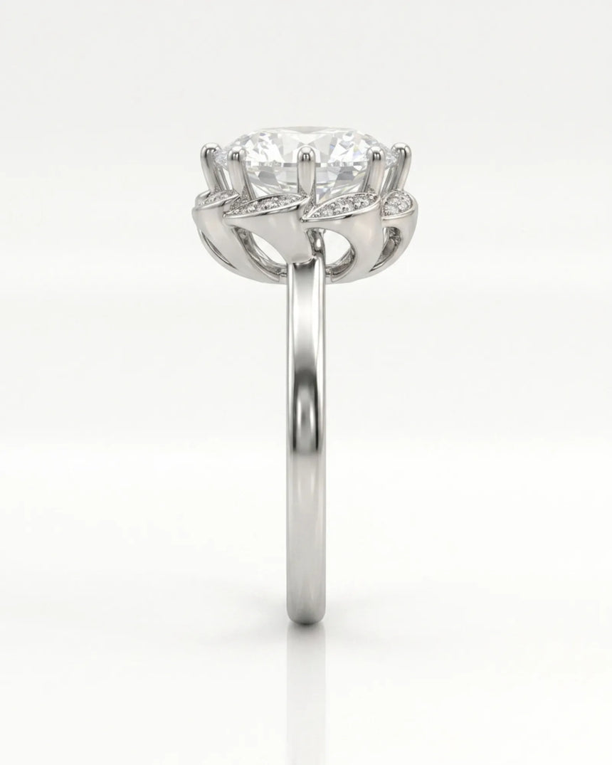 AYALA • 4 carat Moissanite Ring in White Gold with Halo