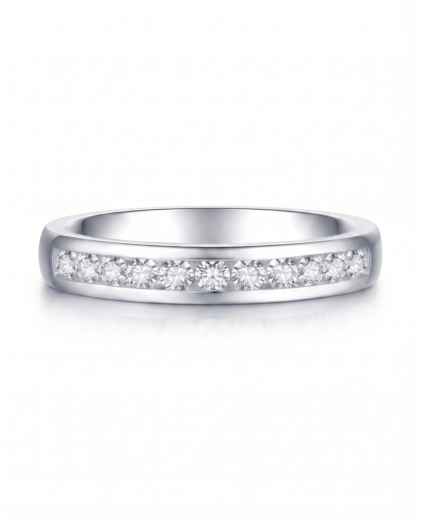 Channel Set Wedding Band in White Gold