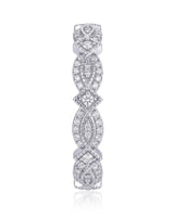 Art Nouveu Wedding Band with Diamonds in White Gold