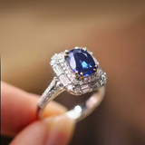 Celestial Citadel – Vivid Blue Sapphire & Diamond Halo Convertible Ring