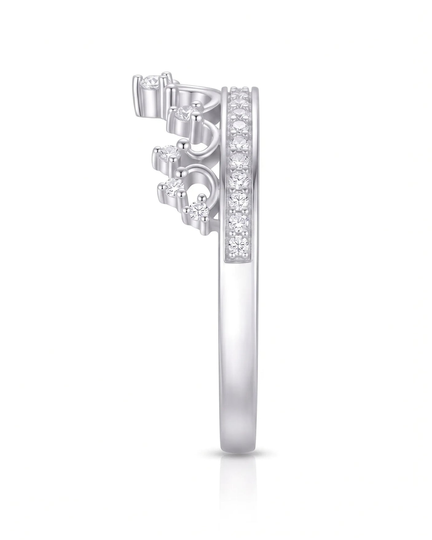 Tiara Wedding Band with Diamonds in White Gold