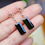 4.7ct Emerald Cut Green Tourmaline Earrings in Gold