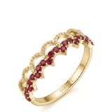The Ember Tiara- Red Diamond Vintage-Inspired Yellow Gold Band