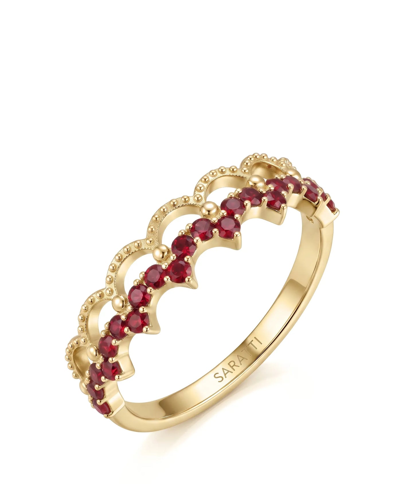 The Ember Tiara- Red Diamond Vintage-Inspired Yellow Gold Band