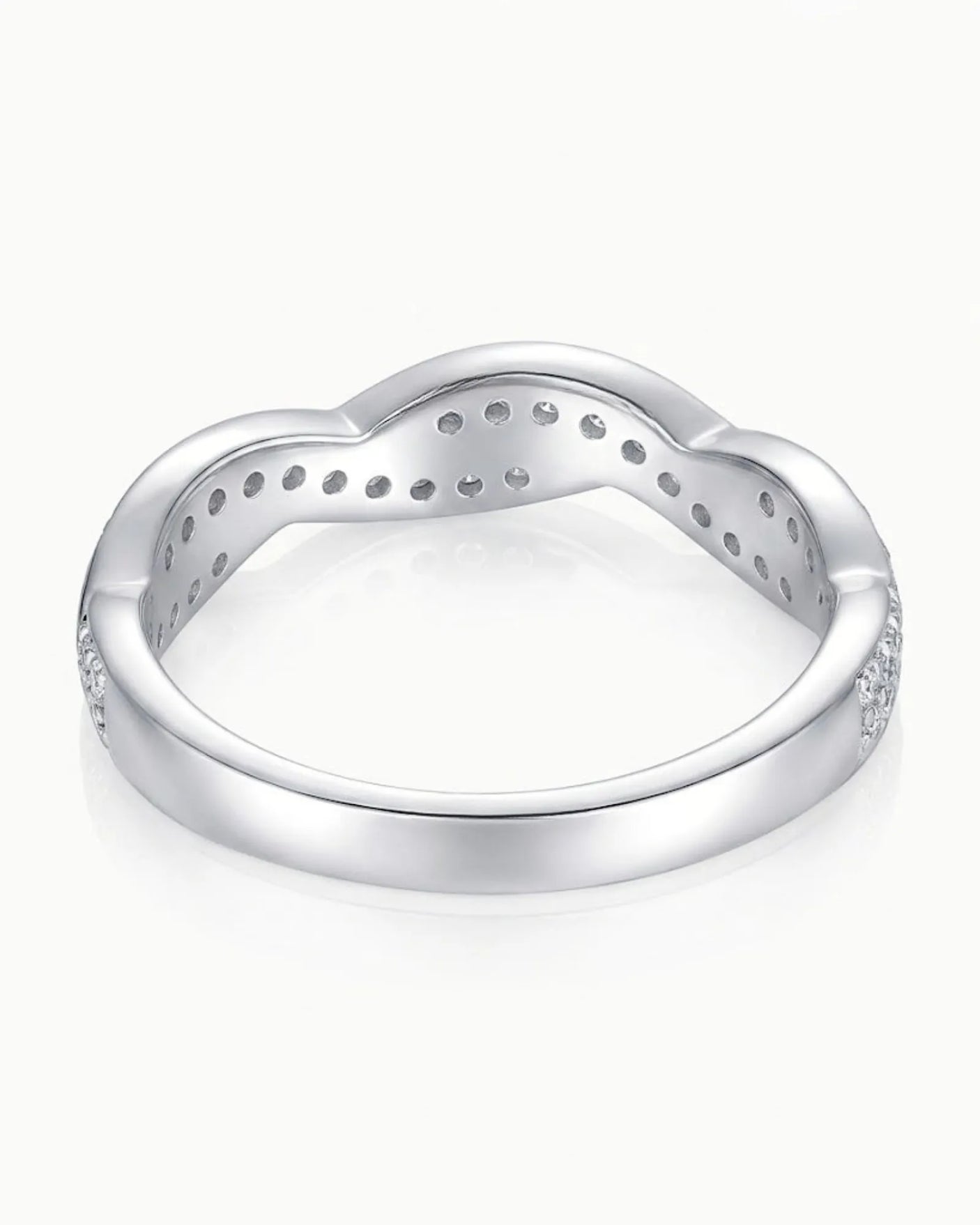 Twisted Shank Vintage Diamond Eternity Band in 18K White Gold — Platinum — View 4