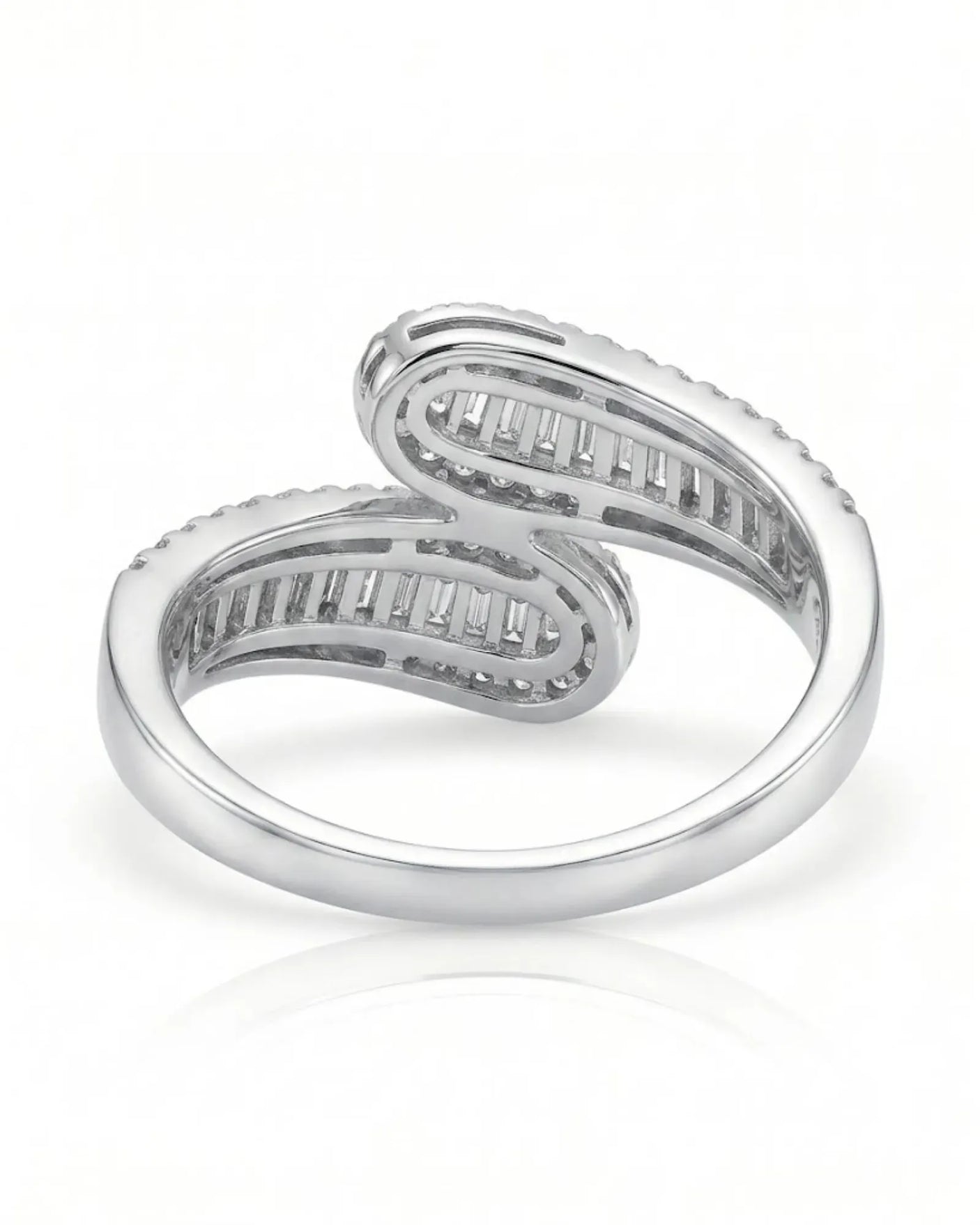Baguette and Round Diamond Band in White Gold