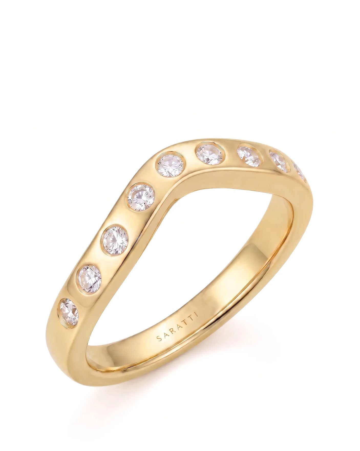 Yellow Gold Wedding Band with Diamonds