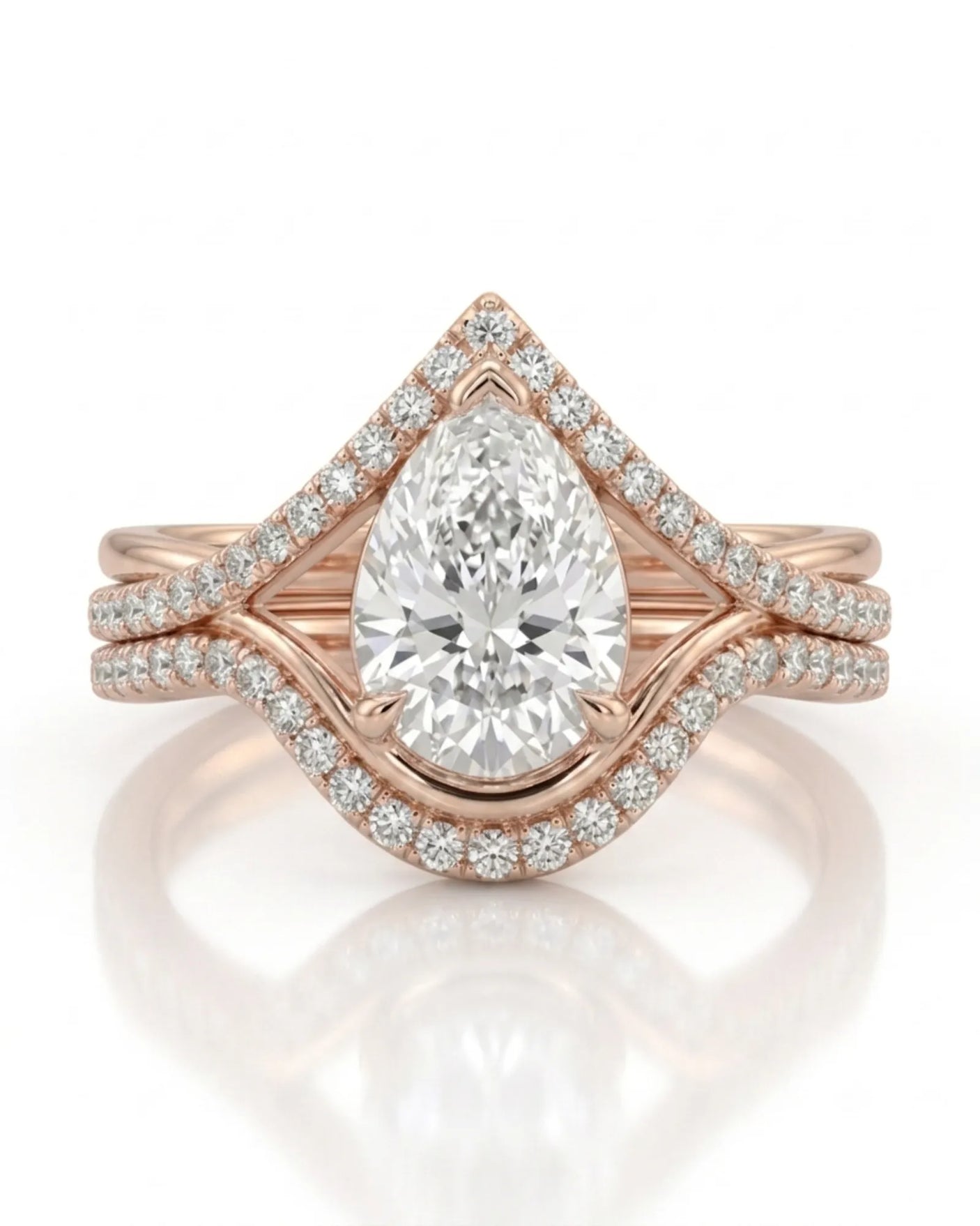 Amara • Pear-Cut Moissanite Bridal Set in Platinum