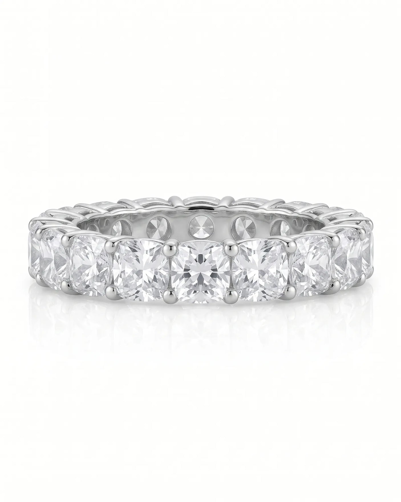 Cushion Diamond Eternity Band in White Gold