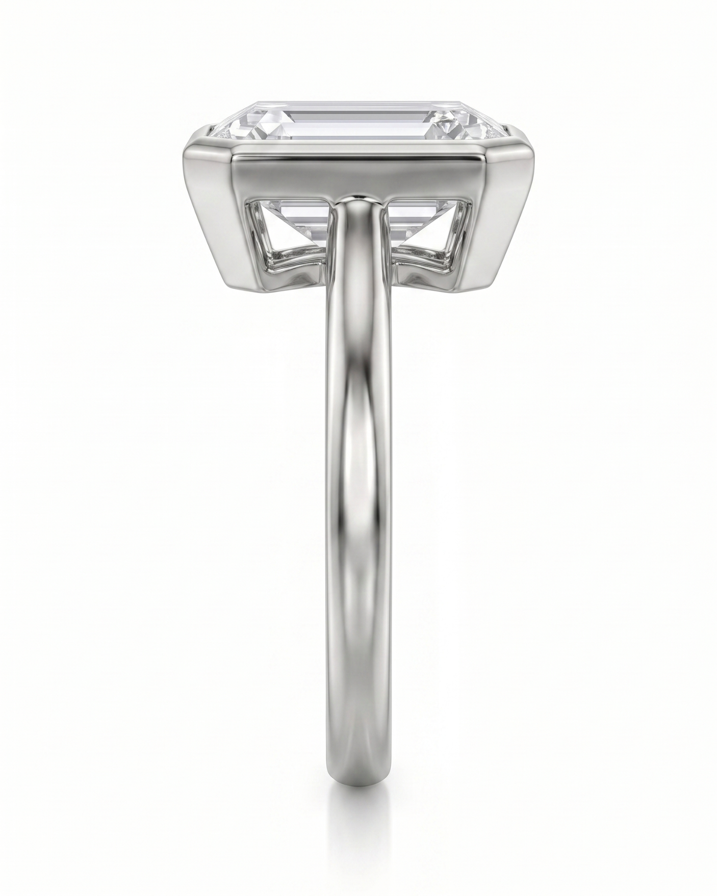 Natalia – Natural Emerald-Cut Diamond Bezel Ring