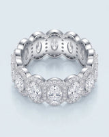 Oval Ring Wedding Band with Halo in White Gold