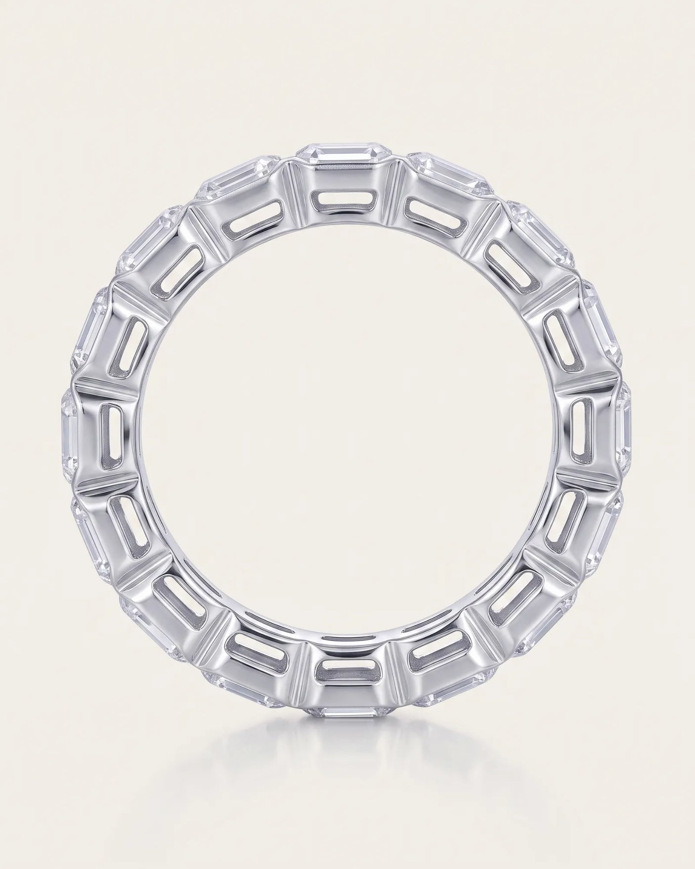 Emerald Cut Diamond Eternity Band in White Gold