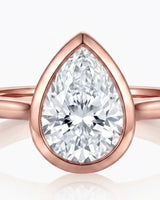 Aurelia's Embrace – Natural Pear-Cut Diamond Bezel Ring