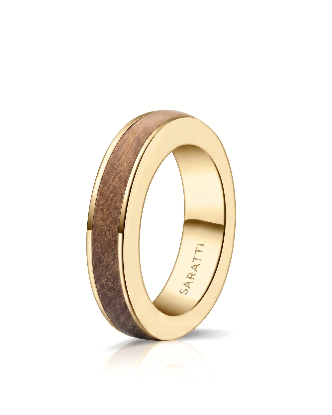 Women's Wenge Wood Ring in White Gold