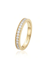 Milgrain Wedding Band with Diamonds in White Gold