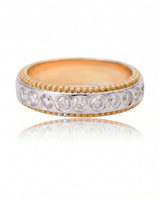 Two Tone Wedding Band Women's with Diamonds