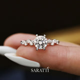 Six Prongs DIamond Engagement Ring in 18K White Gold | Saratti Jewelry