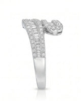 Baguette and Round Diamond Band in White Gold