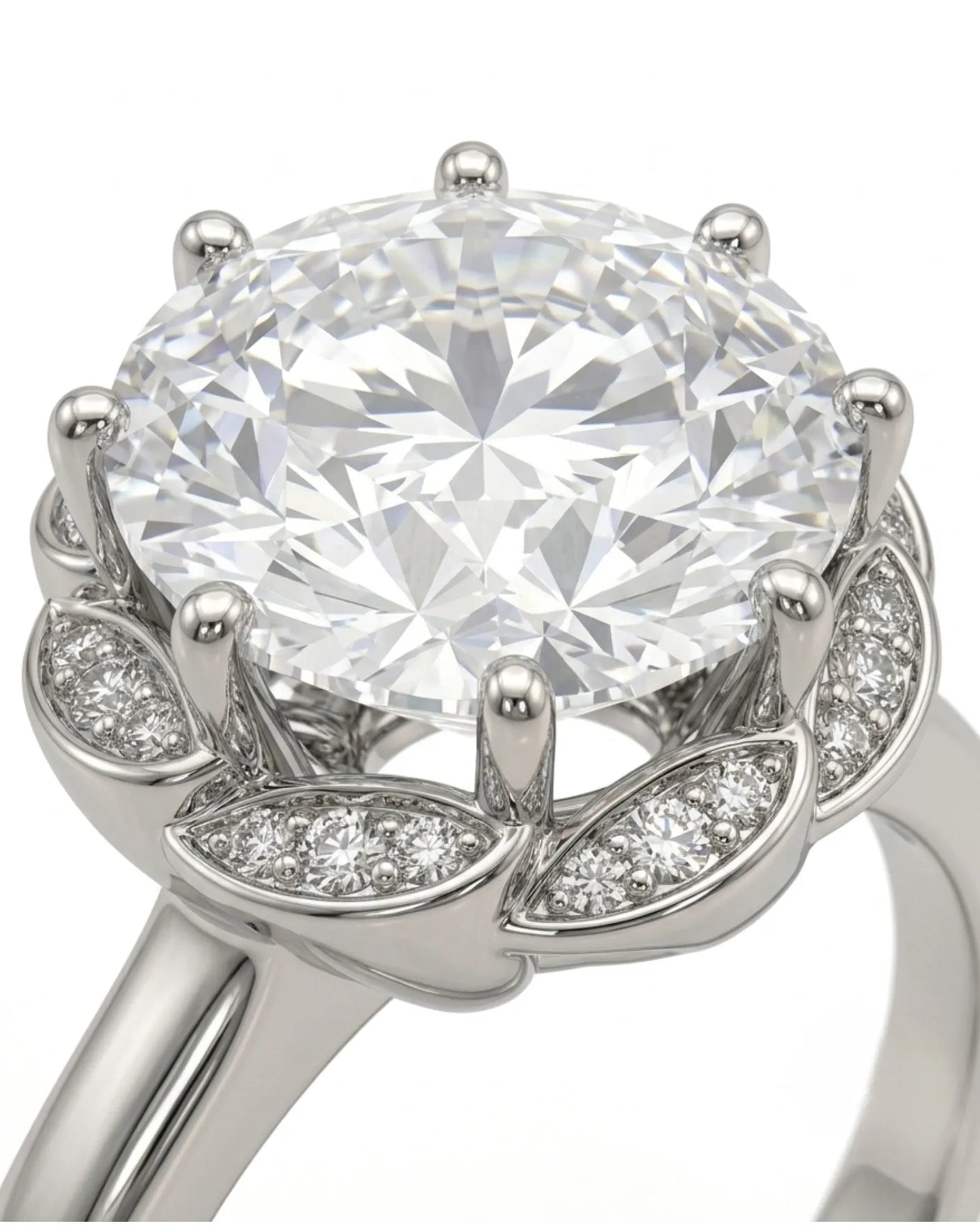 AYALA • 4 carat Moissanite Ring in White Gold with Halo