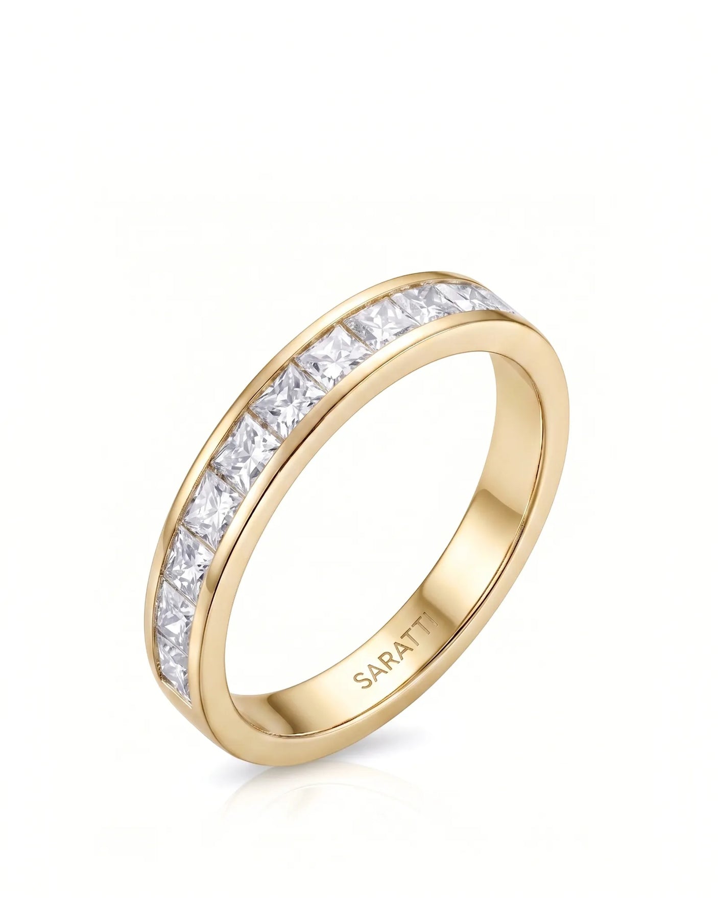 Princess Cut Diamond Wedding Band in Yellow Gold