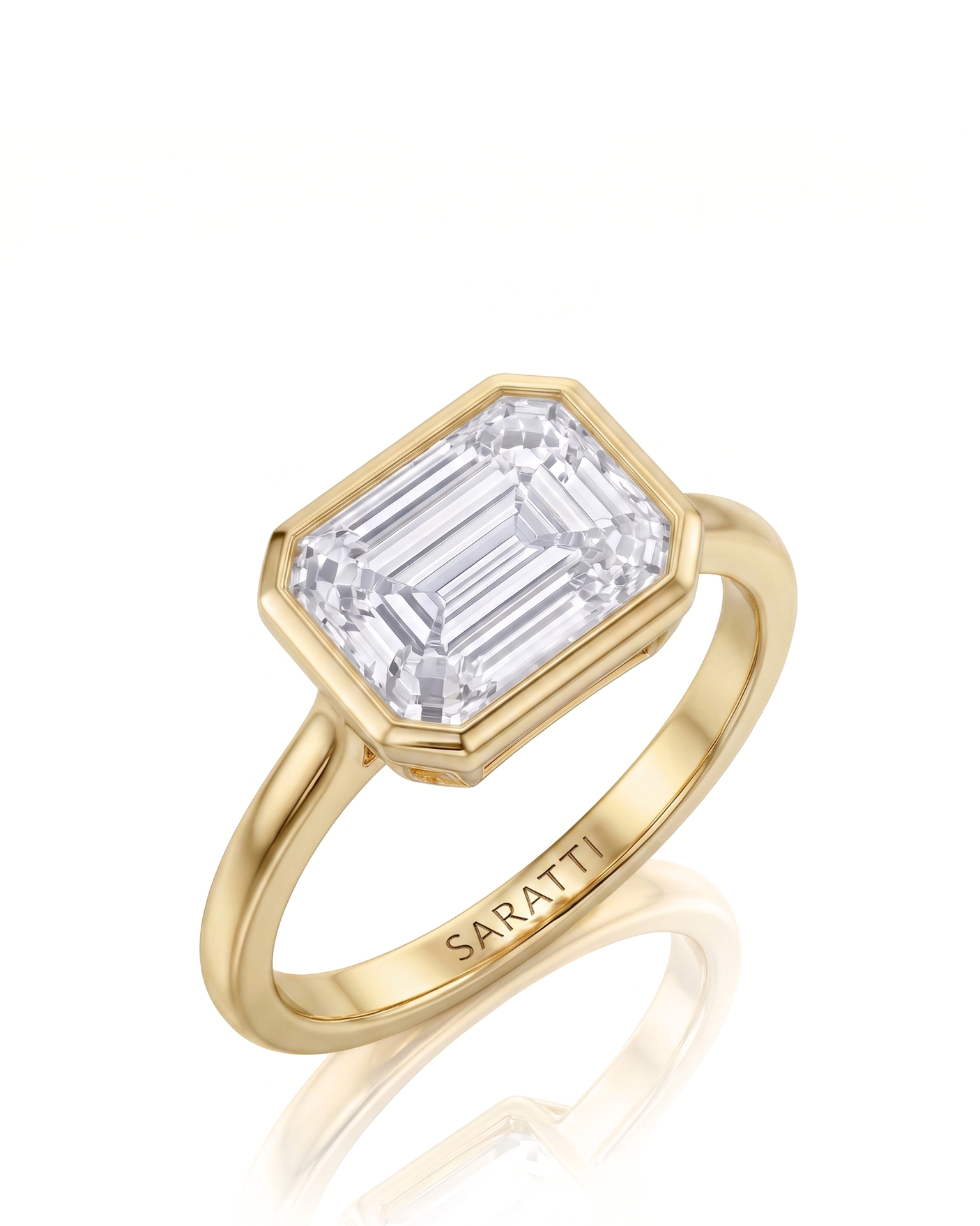 Natalia – Natural Emerald-Cut Diamond Bezel Ring