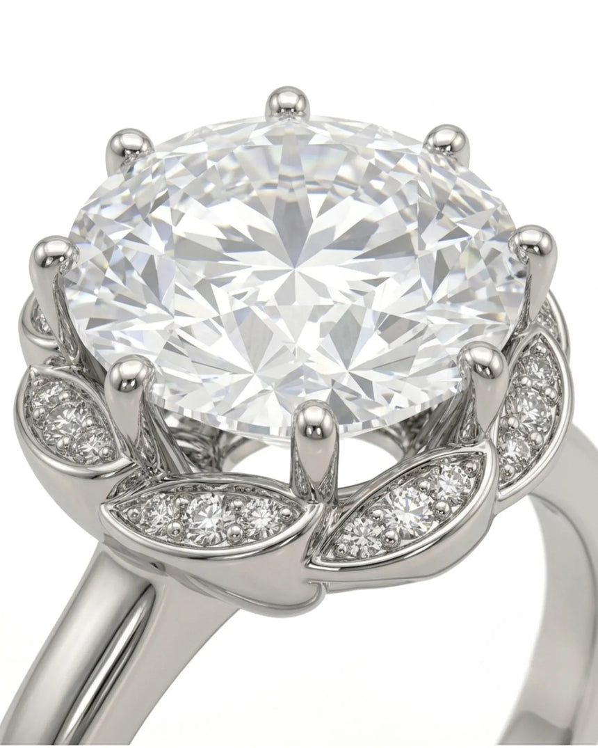 AYALA • 4 carat Moissanite Ring in White Gold with Halo
