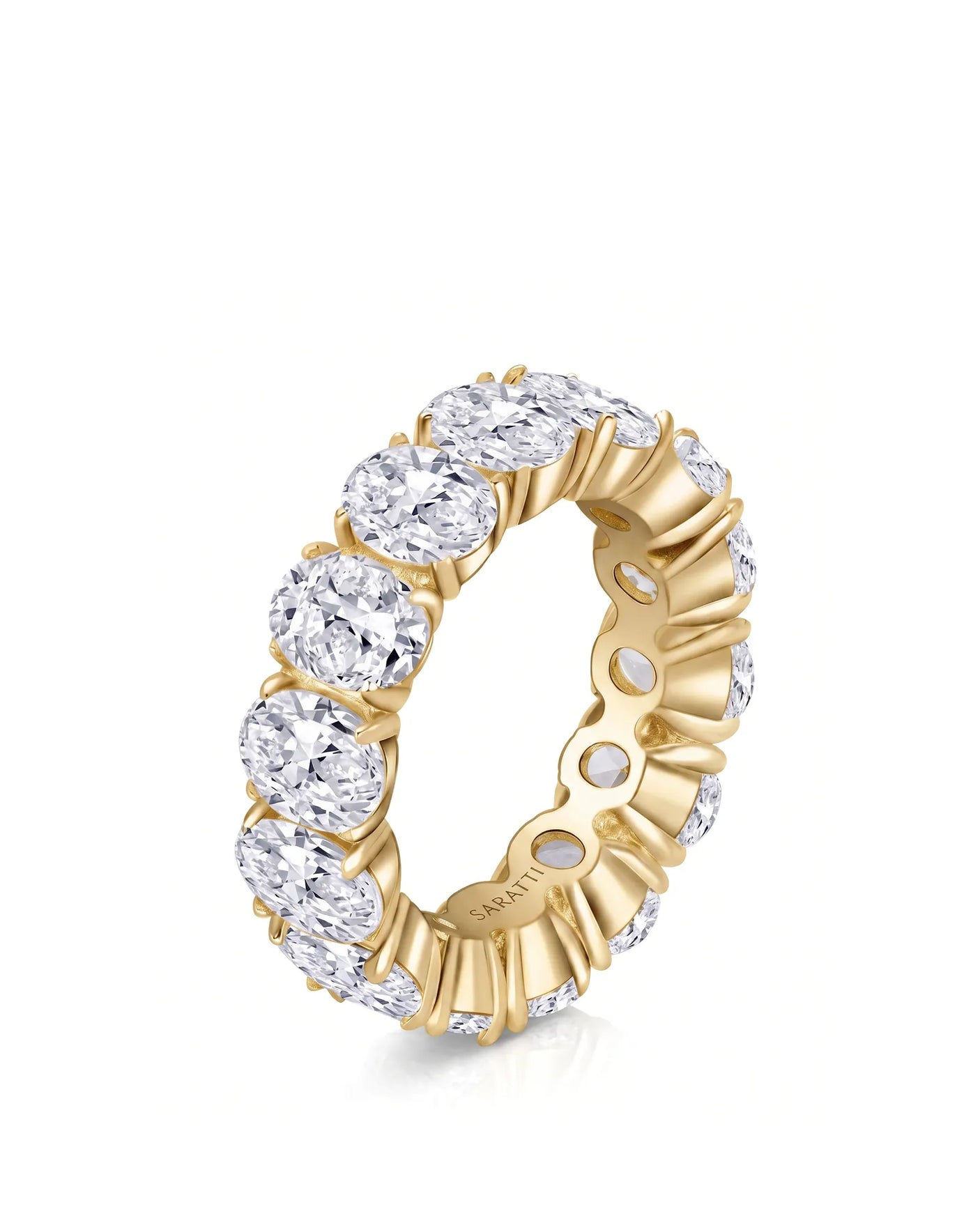 Thick Oval Diamond Wedding Bands 14 carats