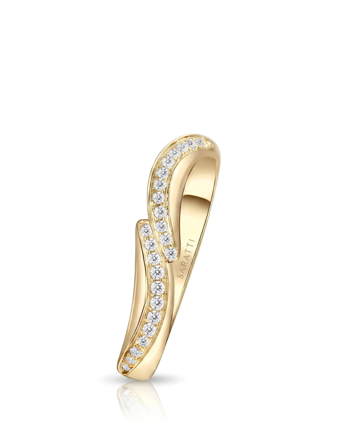 Wavy Diamond Half Eternity Wedding Band — 18K Yellow Gold — View 1