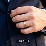 Vintage mens wedding band smooth comfort fit interior in 18K rose gold | SARATTI