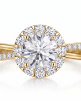 Elani – Natural Round Diamond Halo Split-Shank Ring