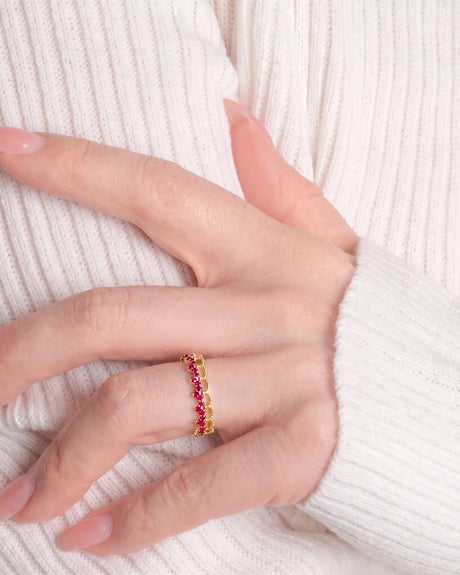 The Ember Tiara- Red Diamond Vintage-Inspired Yellow Gold Band