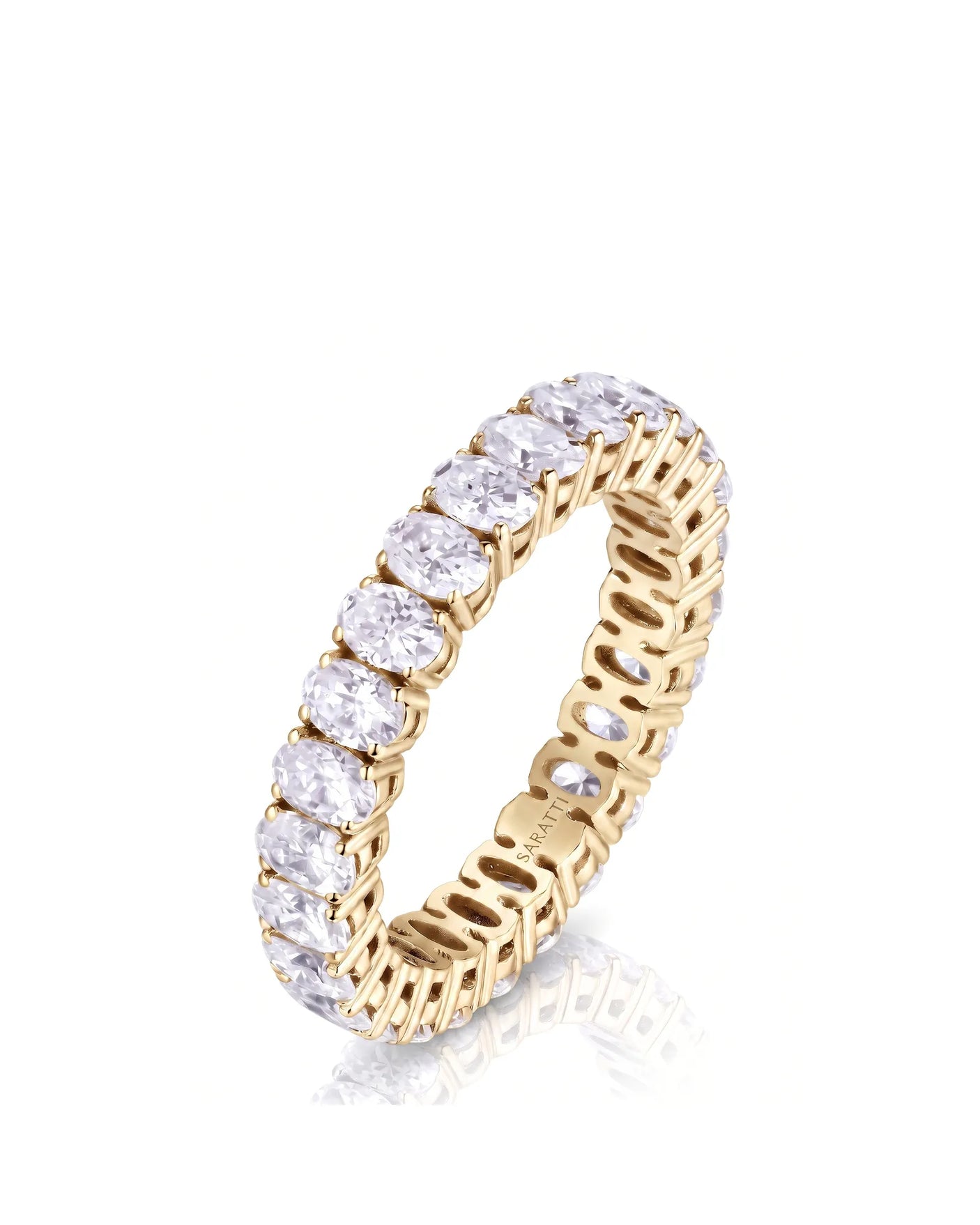Oval Wedding Band in White Gold Prong Set
