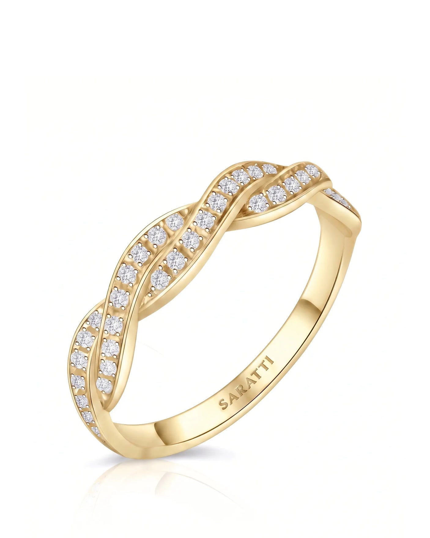 Twisted Shank Vintage Diamond Eternity Band in 18K White Gold — 18K Yellow Gold — View 1