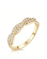 Twisted Shank Vintage Diamond Eternity Band in 18K White Gold — 18K Yellow Gold — View 1