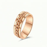 6mm cuban link ring 18k rose gold chain band | SARATTI
