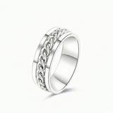 6mm cuban link ring 18k white gold chain band | SARATTI