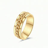 6mm cuban link ring 18k yellow gold chain band | SARATTI