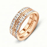 Mens infinity wedding band luxury diamond rope motif ring in 18K rose gold | SARATTI