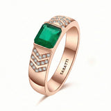 Mens emerald ring luxury gemstone statement ring in 18K rose gold | SARATTI