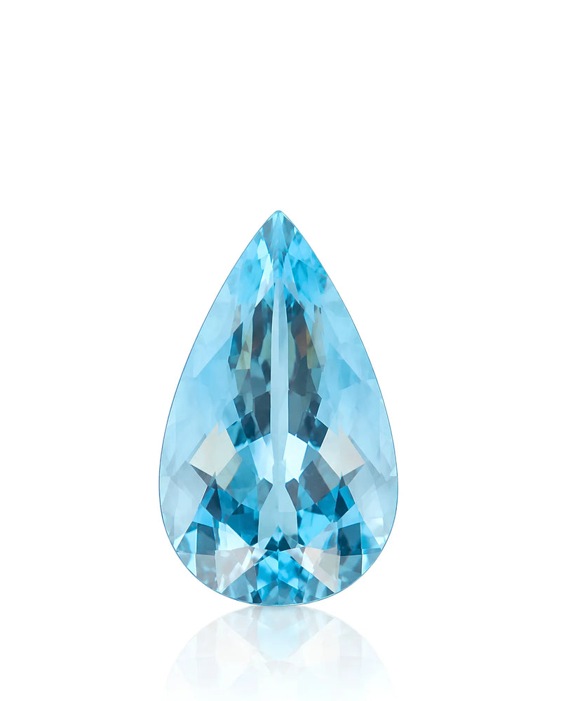 7.61ct Natural Santa Maria Aquamarine pear front view | SARATTI