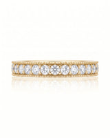 Milgrain Wedding Band with Diamonds in White Gold