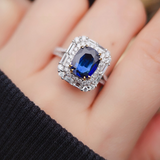 Celestial Citadel – Vivid Blue Sapphire & Diamond Halo Convertible Ring