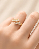 Baguette and Round Diamond Band in White Gold