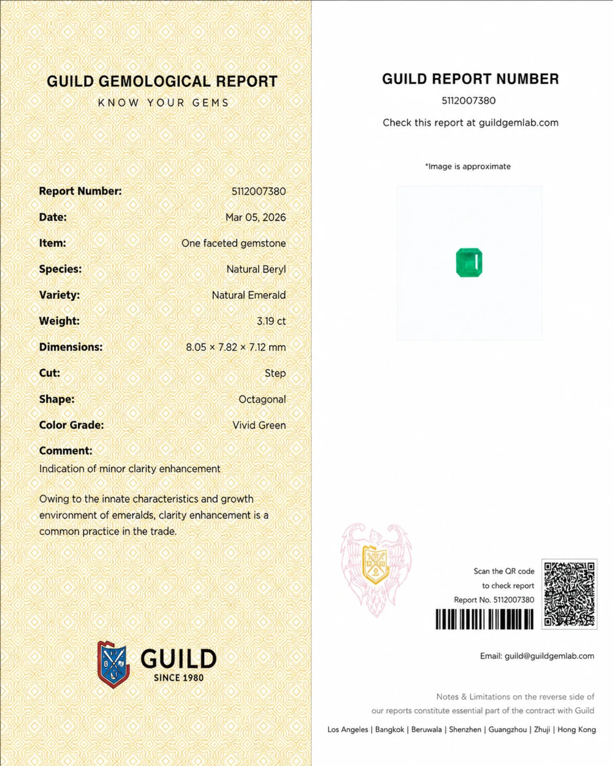 Natural Emerald measuring 8.05 by 7.82 by 7.12 millimetres | SARATTI