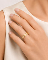Art Nouveu Wedding Band with Diamonds Yellow Gold