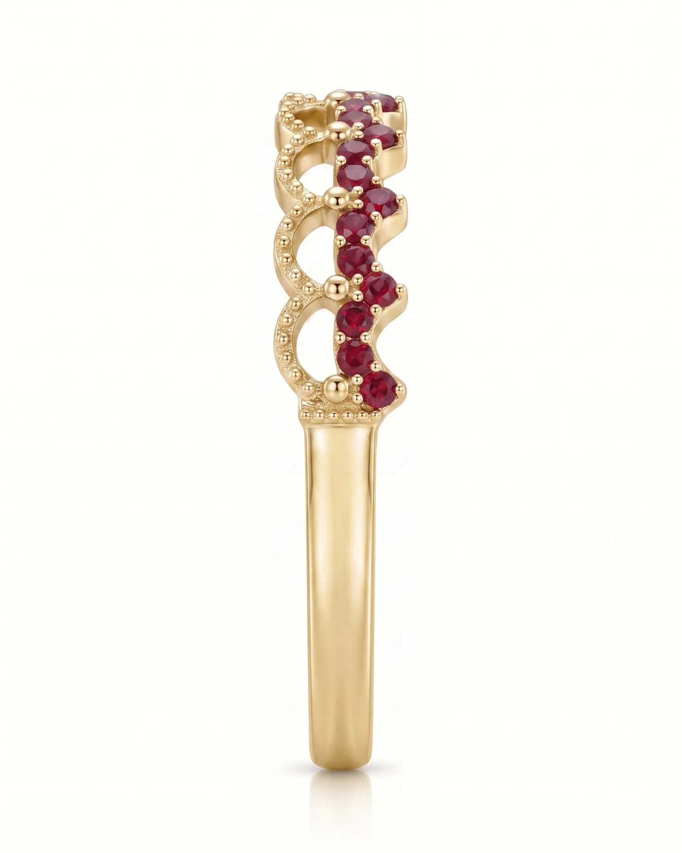 The Ember Tiara- Red Diamond Vintage-Inspired Yellow Gold Band