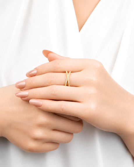 Criss Cross Wedding Band with Diamonds